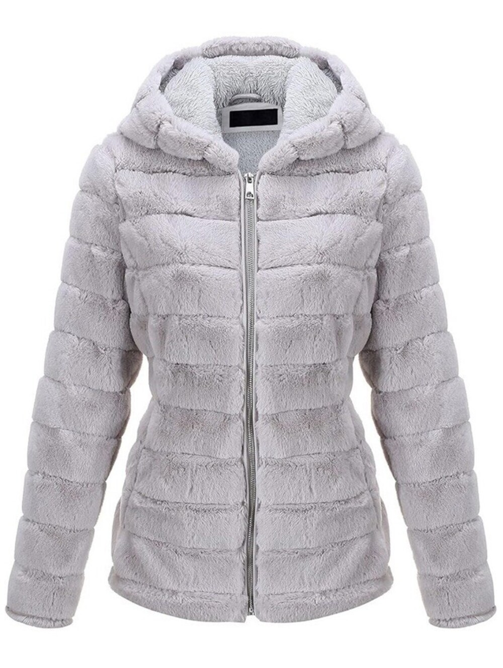 Bellivera Faux Fur Coat Shearling Fluffy Fuzzy Sherpa-Lined Size M Gray